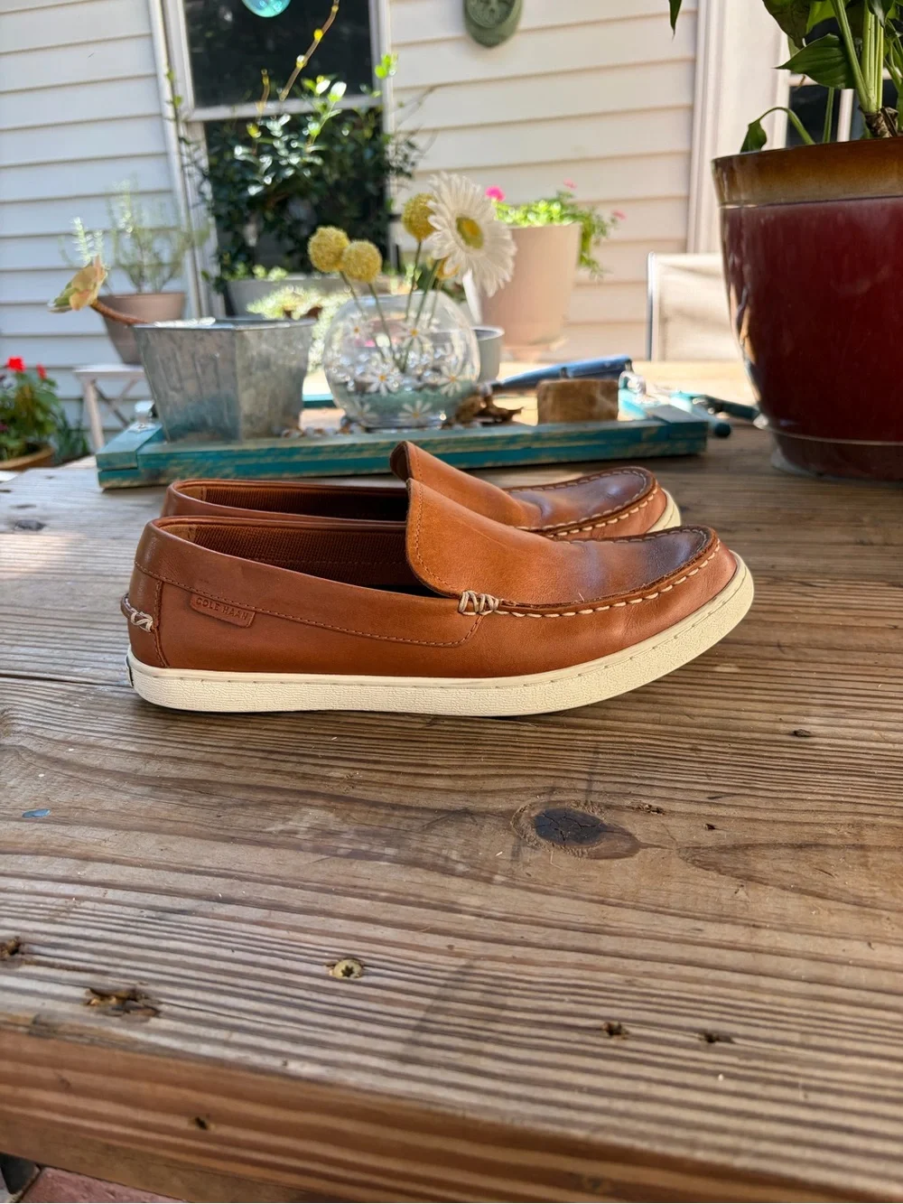Cole Haan Grand.ØS Men’s 8M Brown Leather Slip-On Loafers Casual Shoes C30965